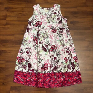 LanTana Casuals 100% Linen Midi Maxi Dress Colorful Fruit Sundress Size Large